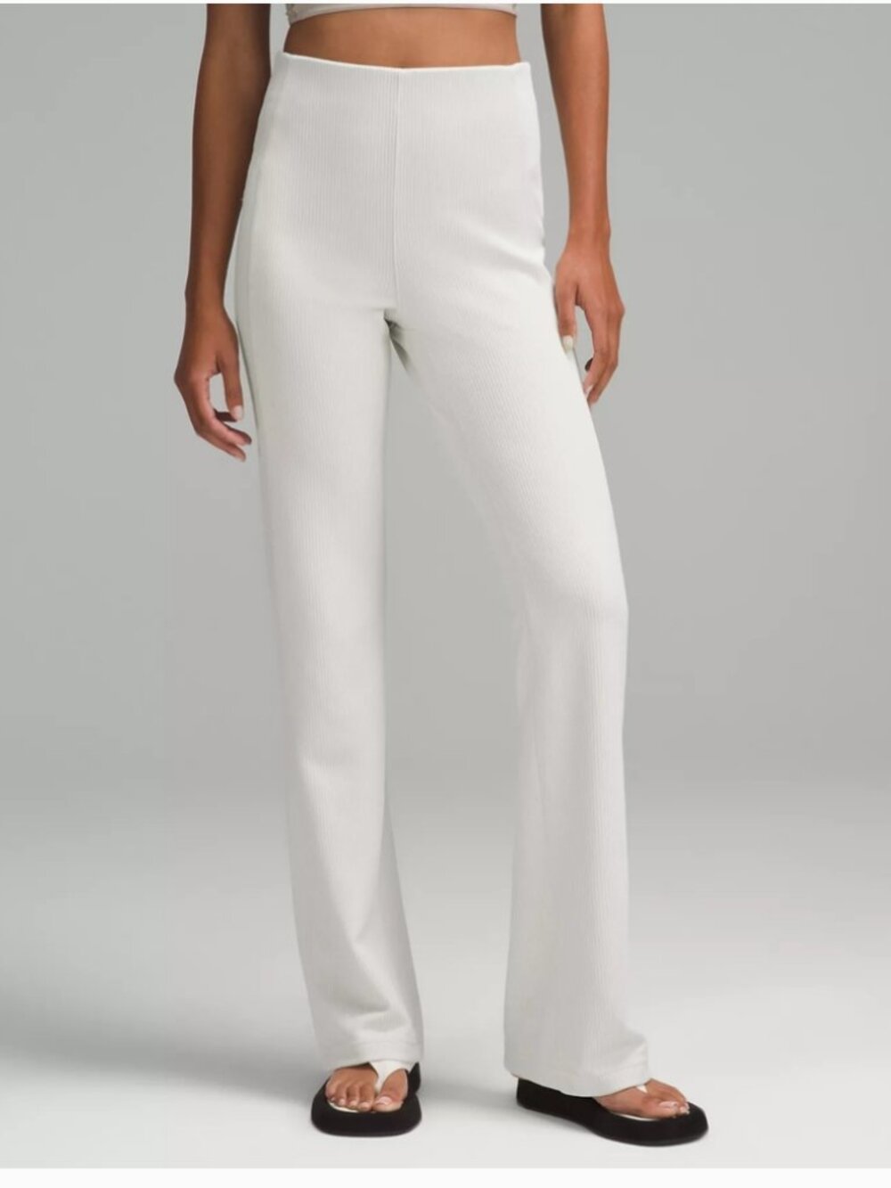 Lululemon Ribbed Softstreme Flared Pant, Bone, Size 6